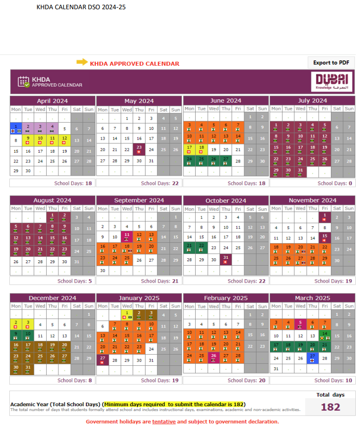 Academic Calendar – The Indian International School-Dubai Silicon Oasis ...